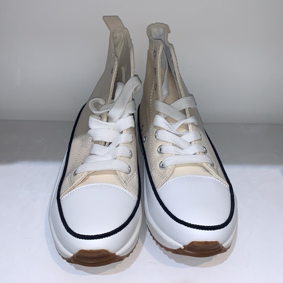 CREAM HIGH TOP CANVAS SNEAKERS - Picture 5 of 8